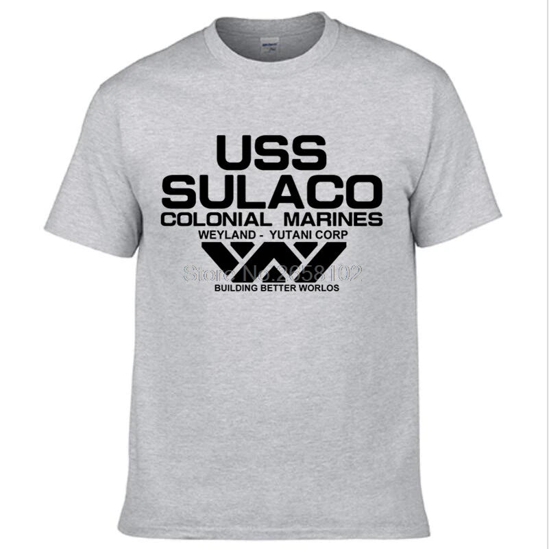 T-Shirt Homme Alien USCSS Nostromo USS Sulaco Marines Coloniaux Manches Courtes Coton Col Rond – Fan Art Sci-Fi Culte | Mode Homme Streetwear
