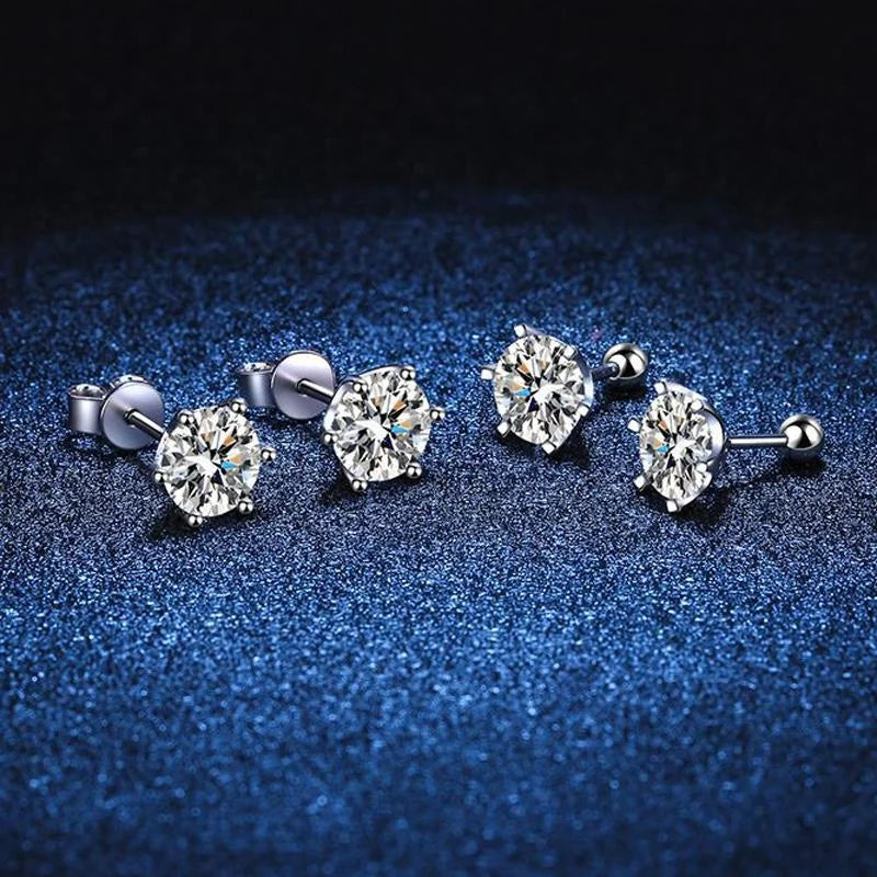 Puces Moissanite Vis Argent 925 Couleur D 6 Griffes – Éclat Diamant Éblouissant | Bijou Mariage & Fine Jewelry Femme | Cadeau Luxe
