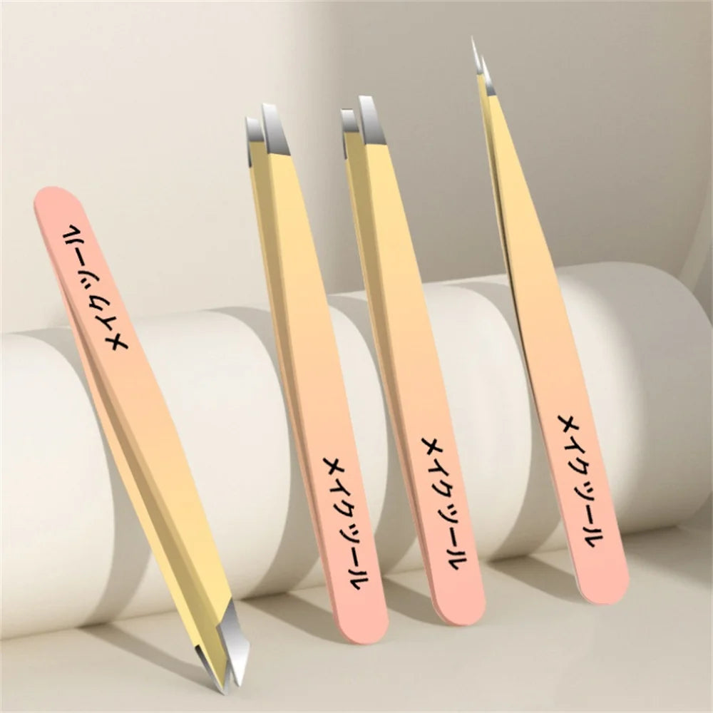 Set 4 Pinces à Épiler Multicolores - Précision Sourcils & Poils Incarns