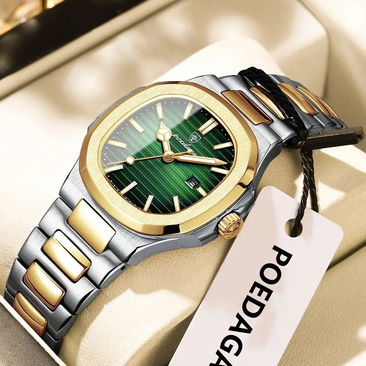 Montre Femme POEDAGAR Carrée Luxe Quartz – Lumineuse Étanche Date Acier Fashion