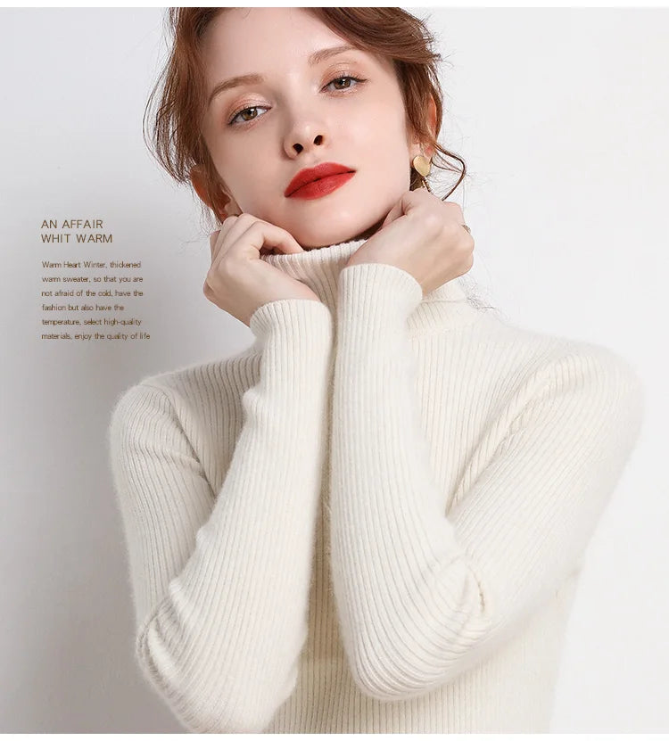 Pull Col Roulé Cachemire Ultra-Doux Femme - Tricot Basique Chic Automne Hiver | Heliar
