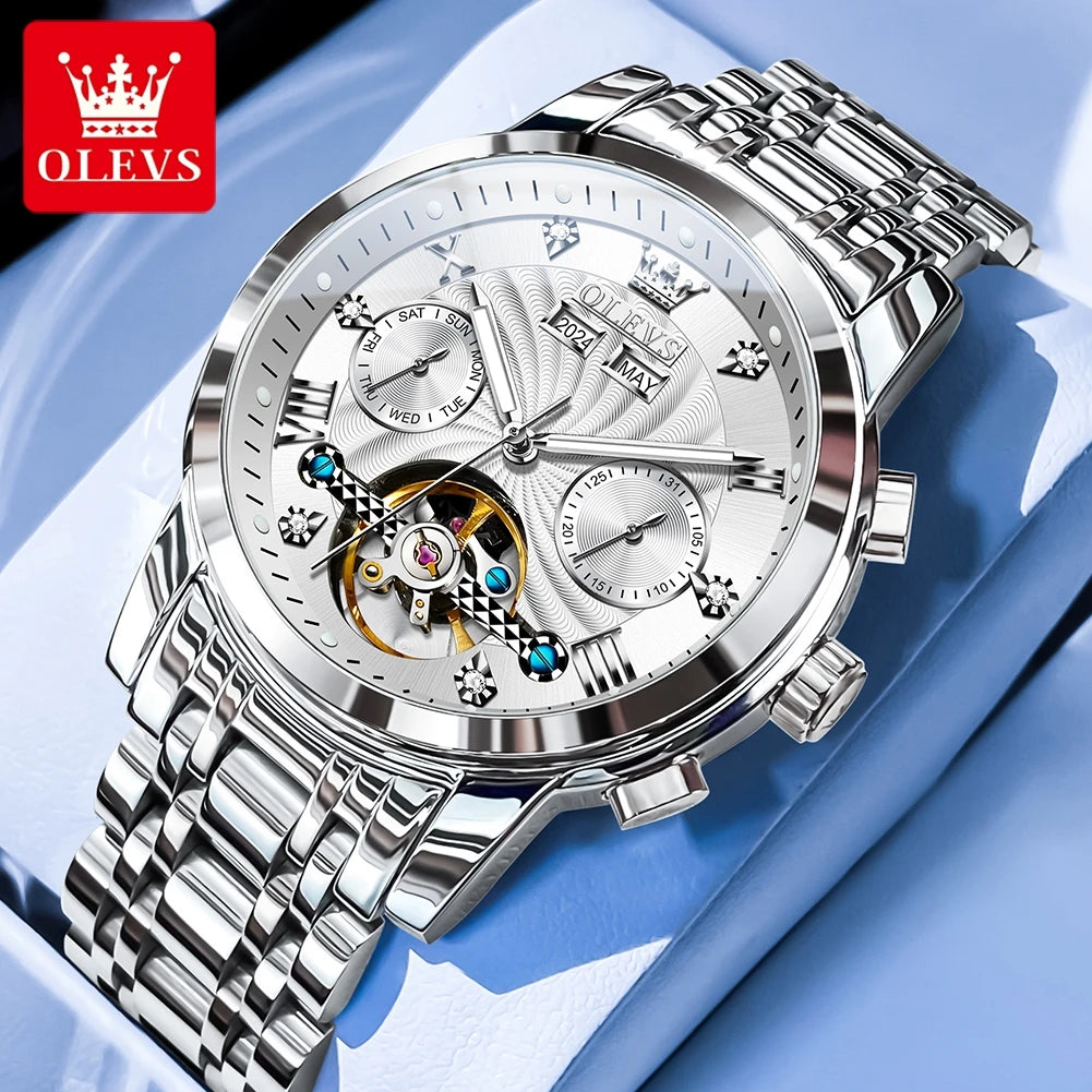 Montre Mécanique Automatique Luxe Homme OLEVS 7088 – Grand Cadran Lumineux Étanche Cadeau