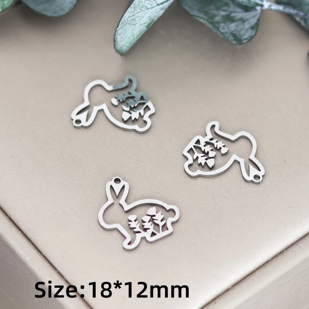 Lot 3 Breloques Animaux Acier Titane DIY – Renard, Lapin, Chat, Cygne, Dragon, Serpent & Plus | Pendentifs Bijoux Fait Main Bracelet & Collier