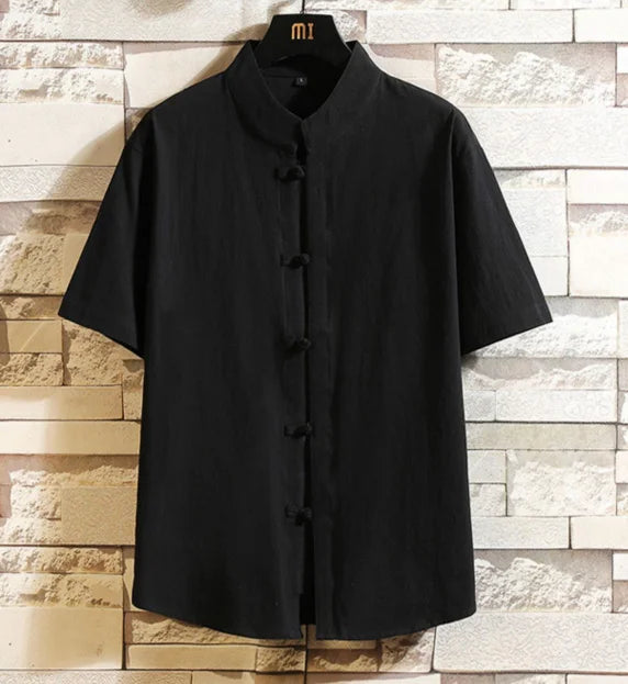 Chemise Style Chinois Homme Tang Suit Lin 2023 – Kung Fu Hanfu Manches 3/4 Grande Taille 4XL 5XL