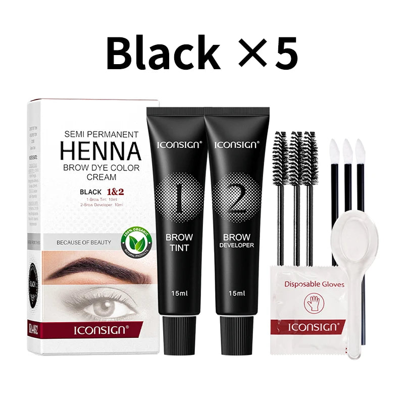 Teinture Sourcils & Cils Henné Semi-Permanente – 15 Min Action Rapide | Crème Tattoo Brow Professionnel