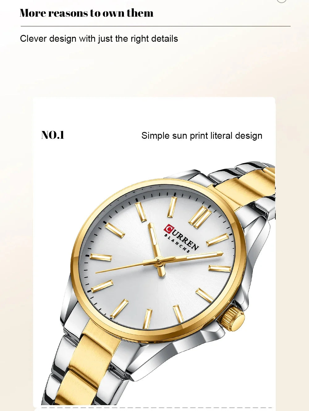 Montre Femme CURREN Fashion Casual Quartz – Acier Inoxydable Cadran Rond Simple Élégante