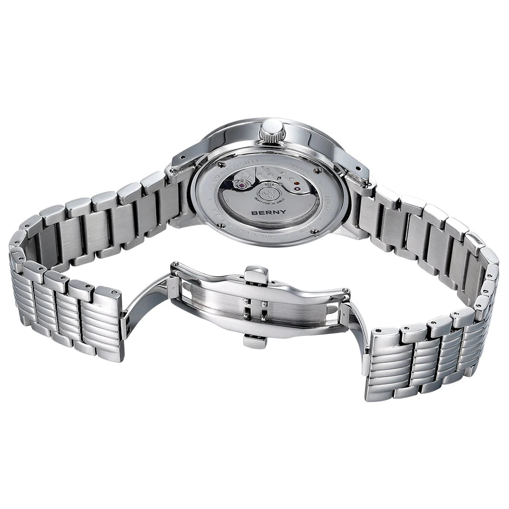 Montre Mécanique Automatique Luxe BERNY Couple Saphir Acier Miyota 9015 5ATM – Homme & Femme