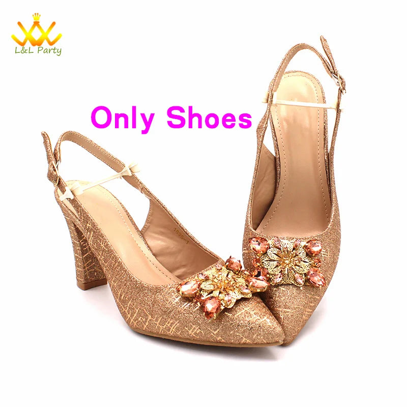 Ensemble Chaussures + Sac Italien Orange Cristal – Pumps Luxe Mariage Fête 2024