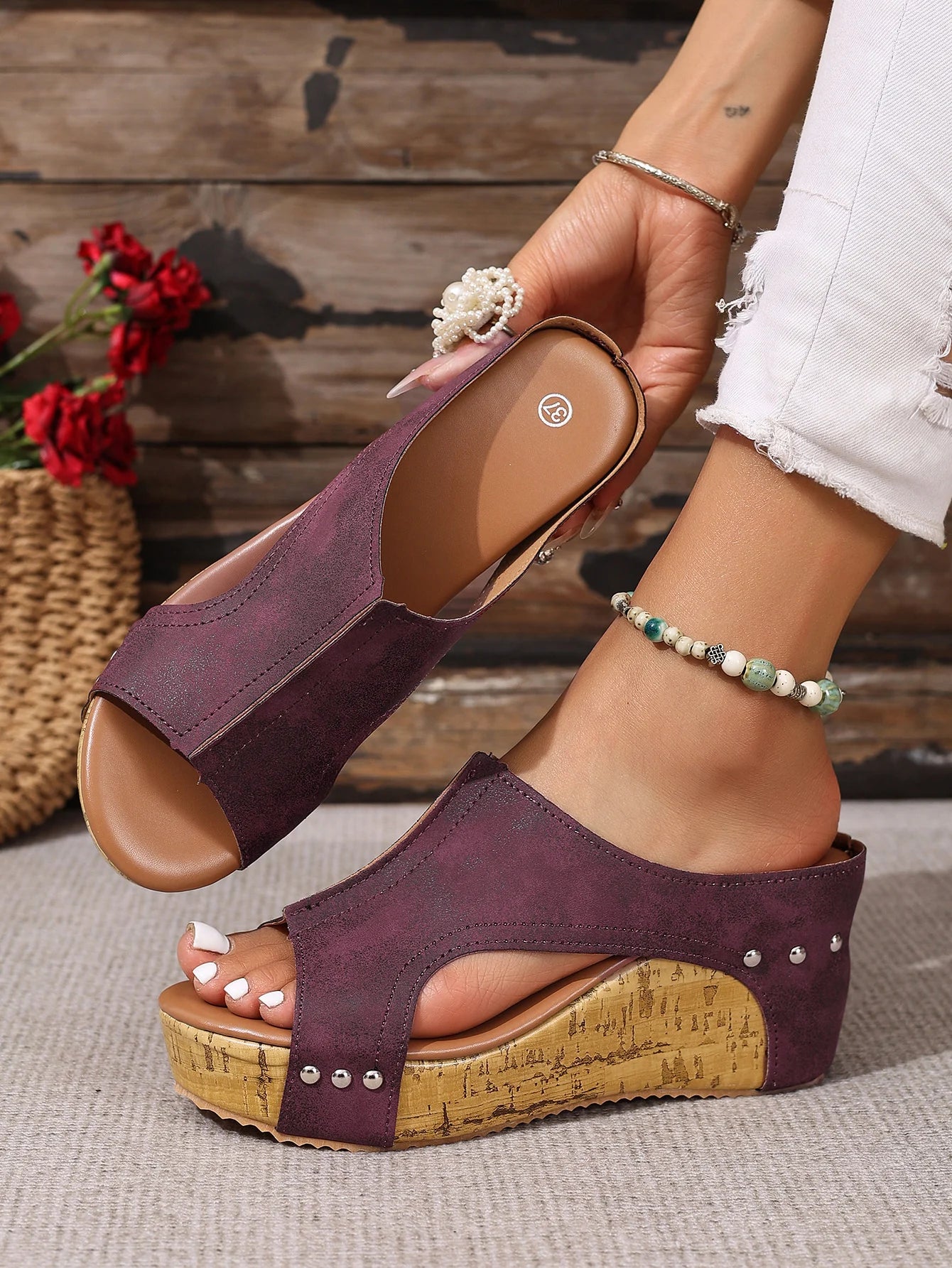 Sandales Clogs Talon Épais Rehaussantes Femme 2025 – Plage Slides Été Outdoor