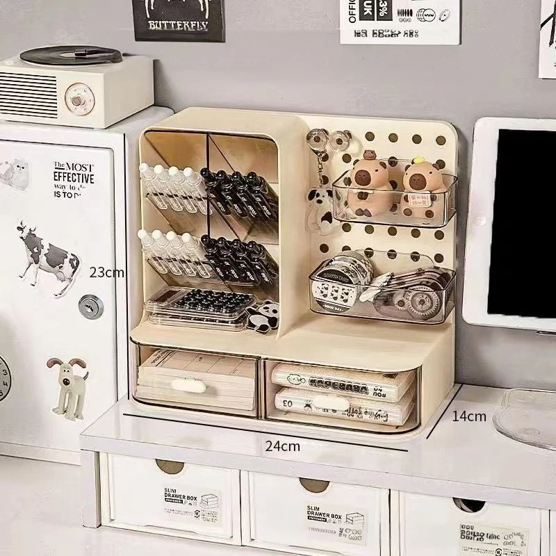 Organisateur Bureau Adorable Cream Style – Crochet Tiroir Tableau Perforé Porte-Cartes Papeterie