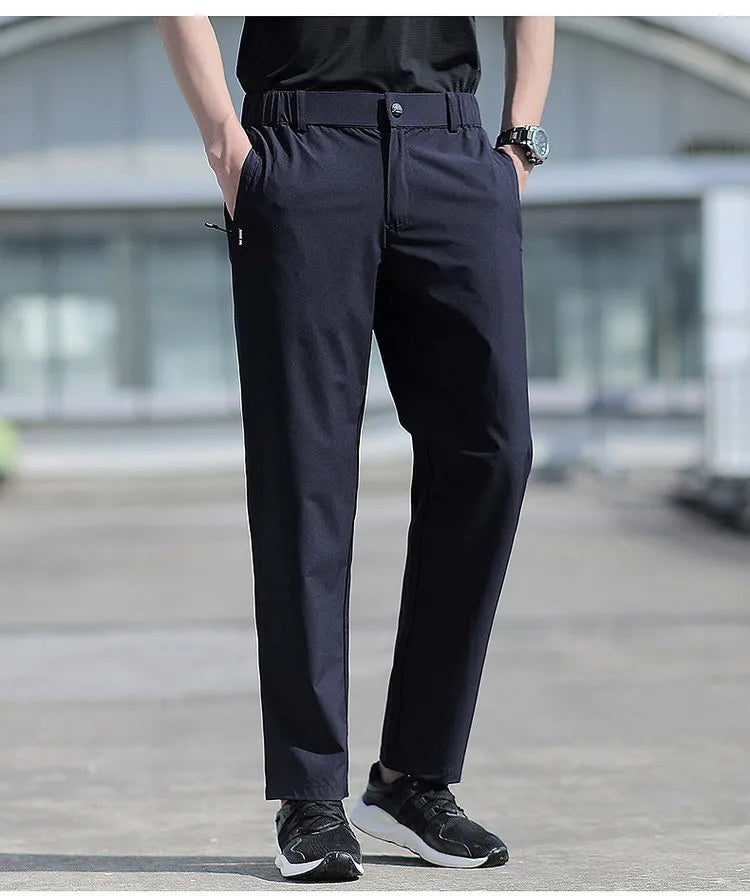 Pantalon Homme Grande Taille Soie de Glace Stretch Respirant Jambe Droite Séchage Rapide Élastique Été Confortable Léger Noir Jusqu'à 6XL – Pantalon Premium Grande Taille Soie de Glace Stretch Été | Mode Homme Grande Taille Premium