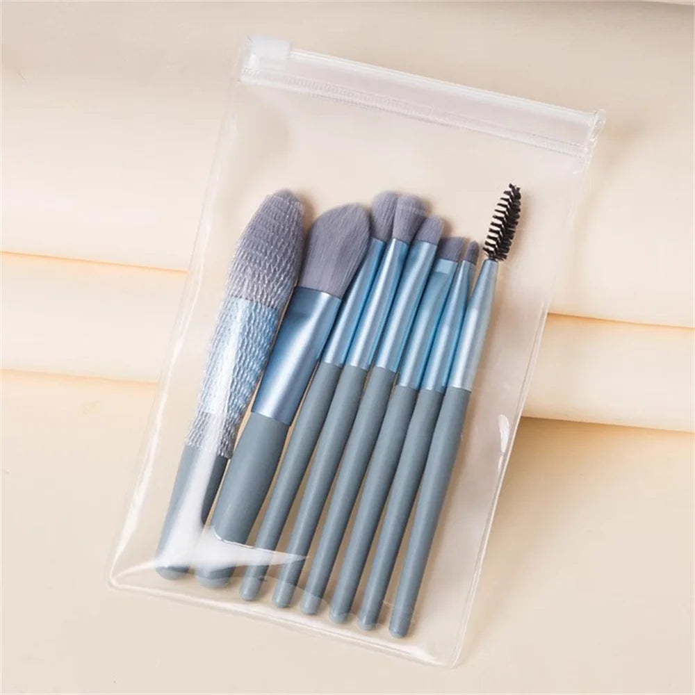 Set 8 Pinceaux Maquillage Professionnels - Fond de Teint, Blush & Yeux
