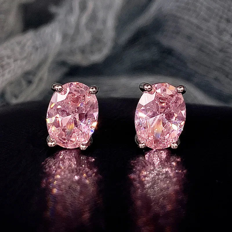 Ohrringe Zirkonia Rosa Koreanisches Silber 2026 – Ohrstecker Luxus Mode Schmuck Geschenk Frau
