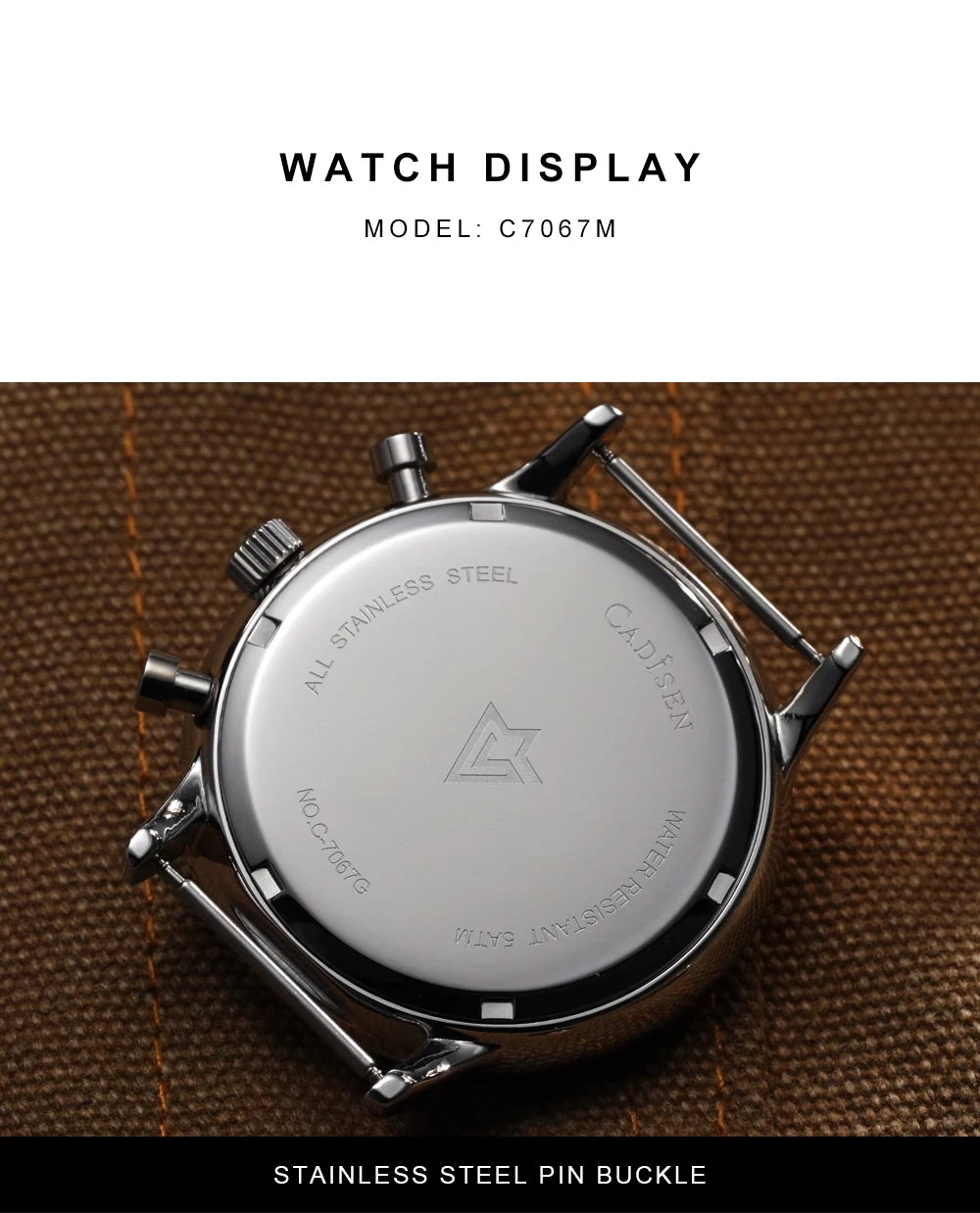 Montre Homme Luxe CADISEN Chronographe Quartz Japonais MIYOTA Bracelet Toile – Étanche Fashion