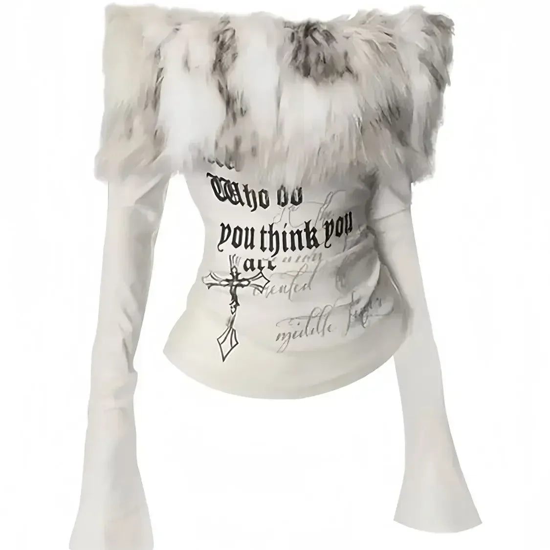 Top Femme Épaules Dénudées Tube Rétro Manches Longues Peluche Gainant Sexy – Sous-Pull Chic | Hiver