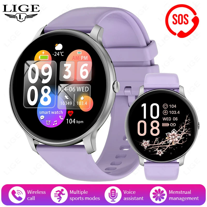 Unisex Smartwatch 1,39" Anrufe Nachrichten Sport Kalorien Wetter DIY Zifferblatt anpassbar Herren Damen Wasserdicht | Premium Multifunktions-Unisex-Smartwatch