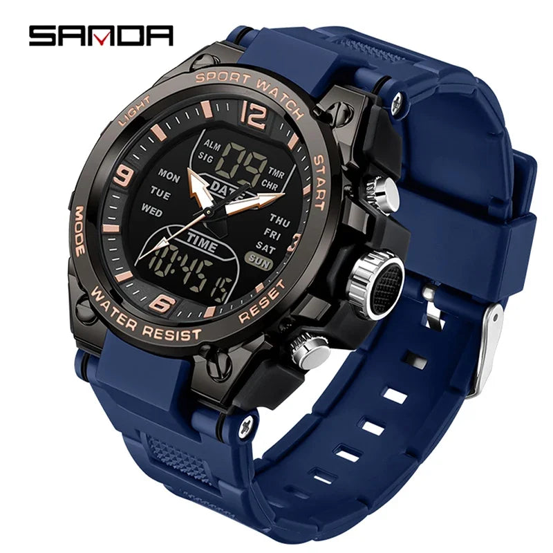 Montre Homme SANDA Militaire Tactique G-Style – LED Digital Quartz Étanche 50M Sport Luxe