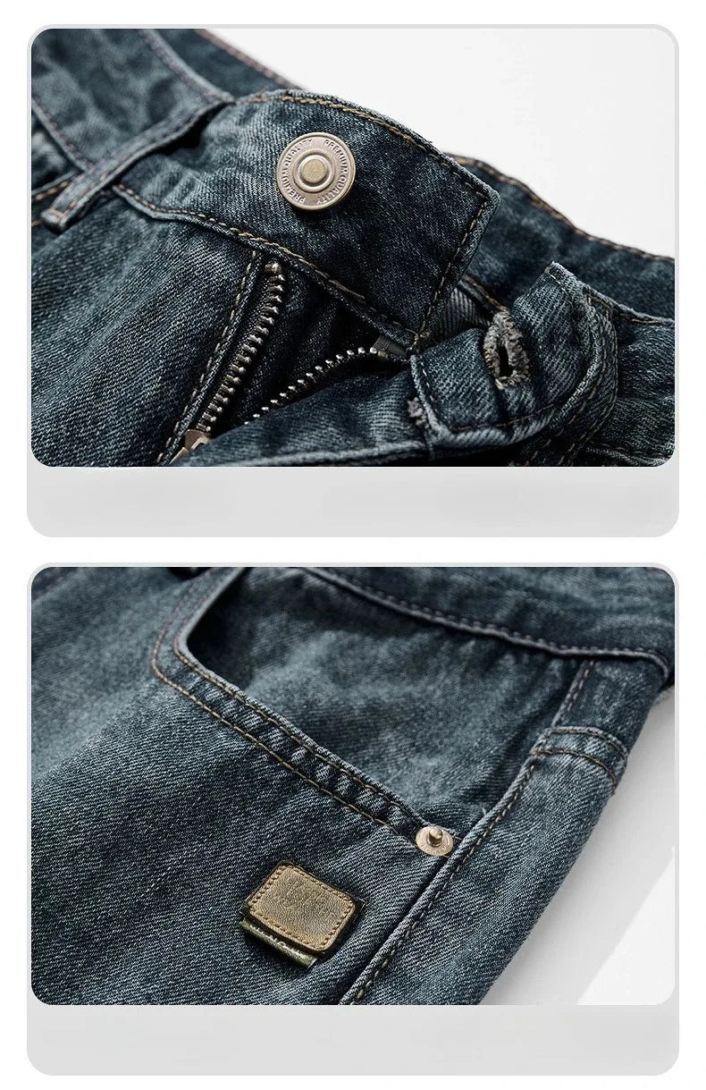 Jean Homme Droit Baggy Large Jambe Retro Américain Streetwear Korean Fashion Loose Denim Casual Printemps Automne Tendance – Jean Premium Wide Leg Urban | Mode Homme Streetwear Premium