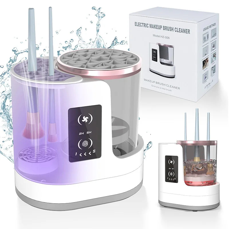 Machine Nettoyante Pinceaux Maquillage 3-en-1 Électrique USB – Séchoir & Support Portable | Nettoyeur Automatique Cosmétique