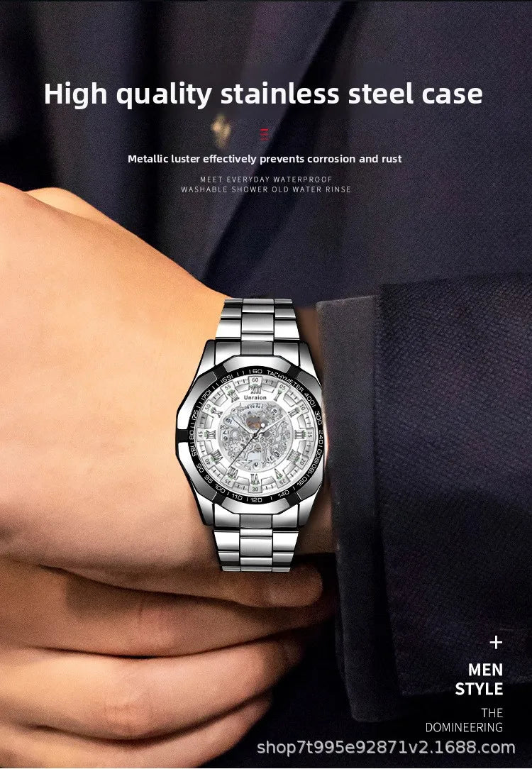 Montre Homme Automatique Calendrier Lumineux Chiffres Romains – Business Étanche Élégante