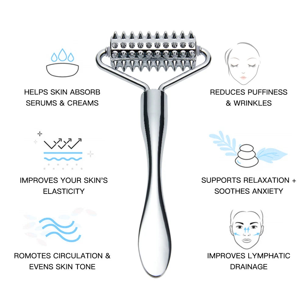 Stick Masseur Visage & Yeux 2-en-1 – Applicateur Crème Anti-Rides & Cernes | Lifting Facial | Spatule & Mini Cuillère Skincare
