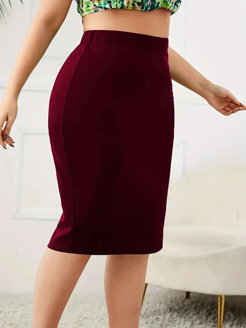 Jupe Femme Grande Taille Slim Unie Taille Haute Fendue Casual – Jupe Élégante Confortable Été Curvy | Mode Inclusive 2026