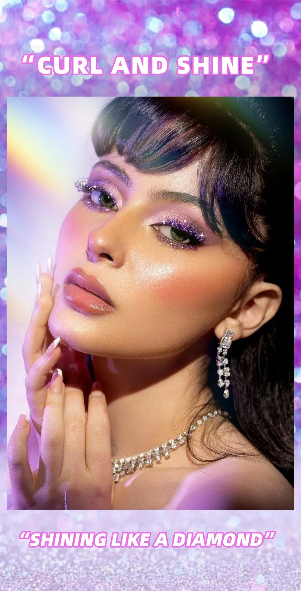 Mascara Diamond Galaxy Paillettes Glitter – Waterproof Longue Tenue Courbe & Volume | Shimmer Maquillage Cils