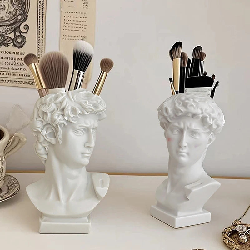 Pot à Pinceaux Statue de David – Organisateur Bureau Décoratif | Rangement Pinceaux Maquillage Maison Original