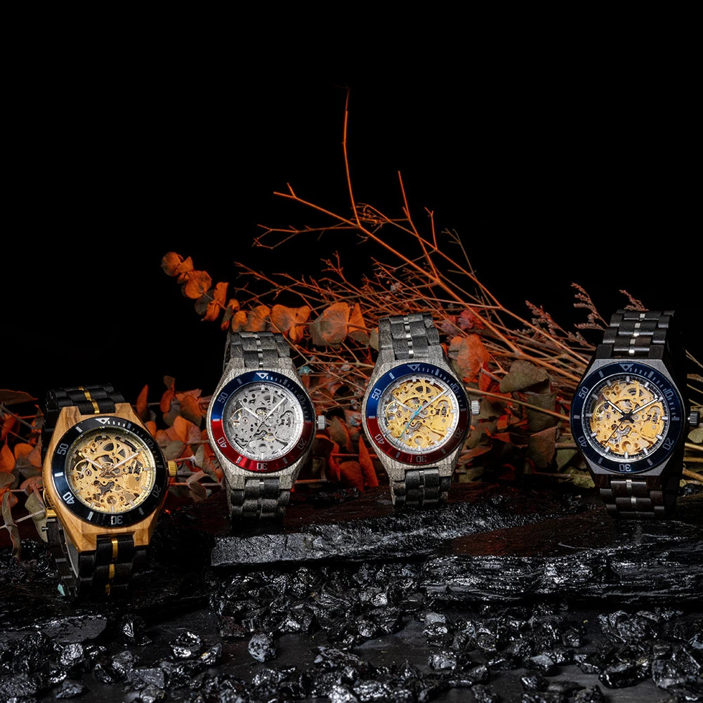 Montre Homme BOBO BIRD Bois Mécanique Luxe – Grand Cadran Top Brand Naturel Unique