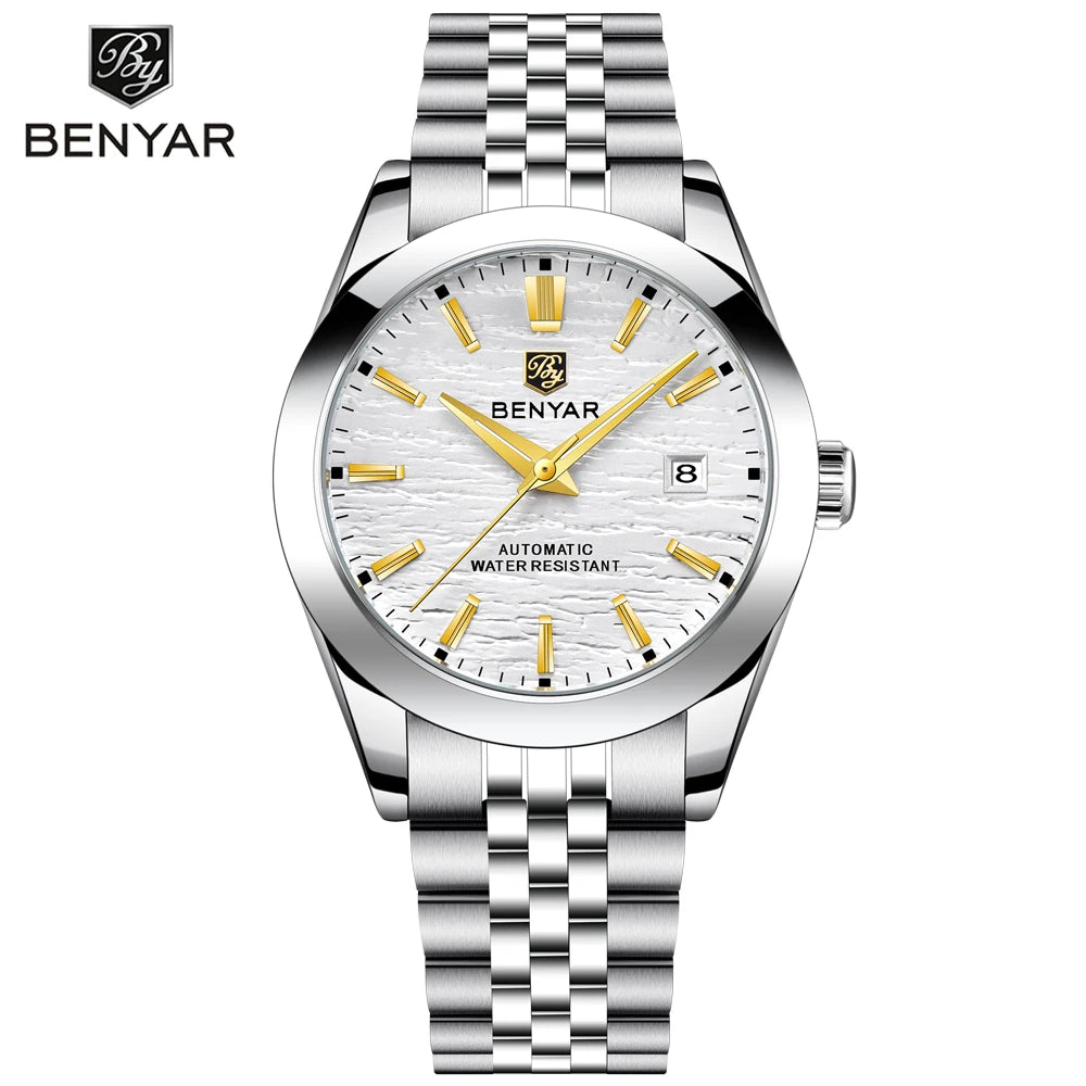 Montre Homme Luxe BENYAR Mécanique Automatique Acier – Étanche Sport Top Brand