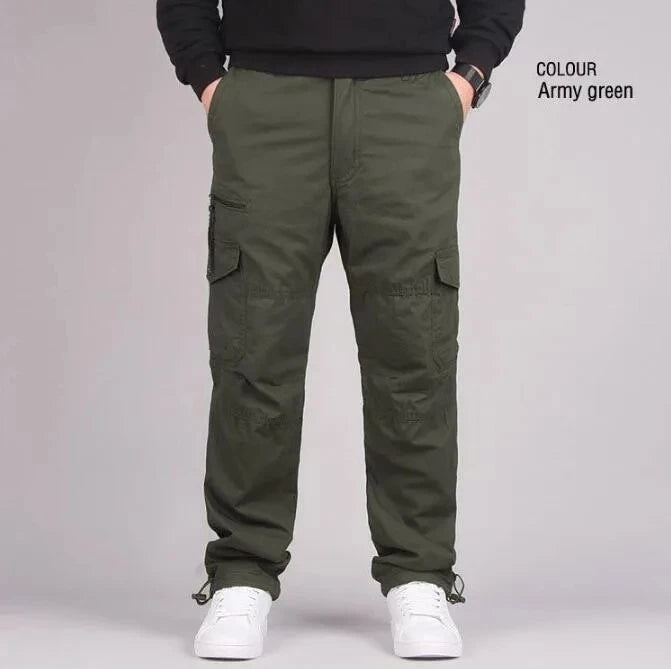 Herren Cargo Hose Winter Doppellagig Dickes Fleece Tarnung Taktisch Baumwolle Baggy Casual Warm | Cargo-Hose Tactical Premium Camouflage Fleece