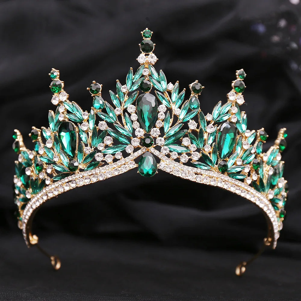 DIEZI Parure Couronne Baroque Mariage Cristal Opale – Tiare Collier Boucles Princesse