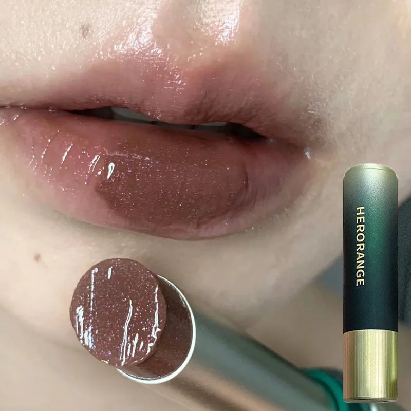 Gloss Jelly Chocolat Brun – Stylo Miroir Nacré Waterproof | Lèvres Hydratées & Brillantes