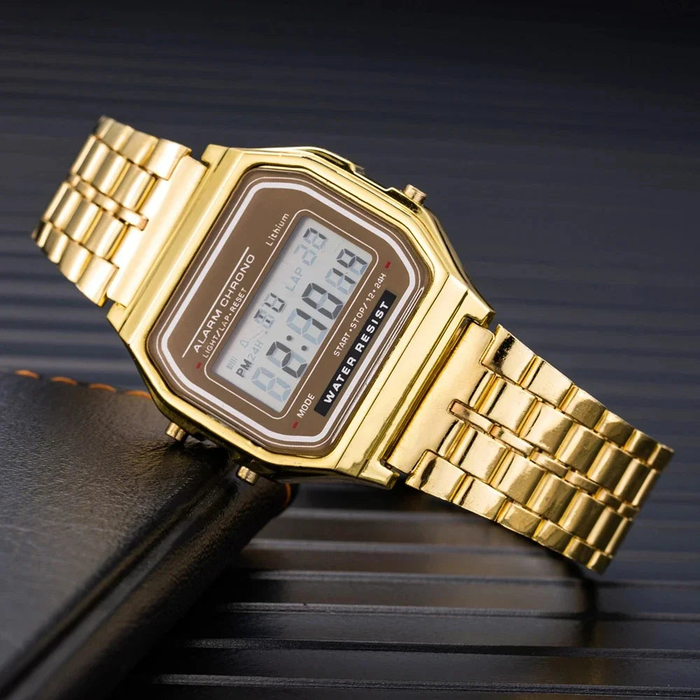 Montre Unisexe Digital LED Or Sport 2025 – Bracelet Électronique Étanche Homme Femme