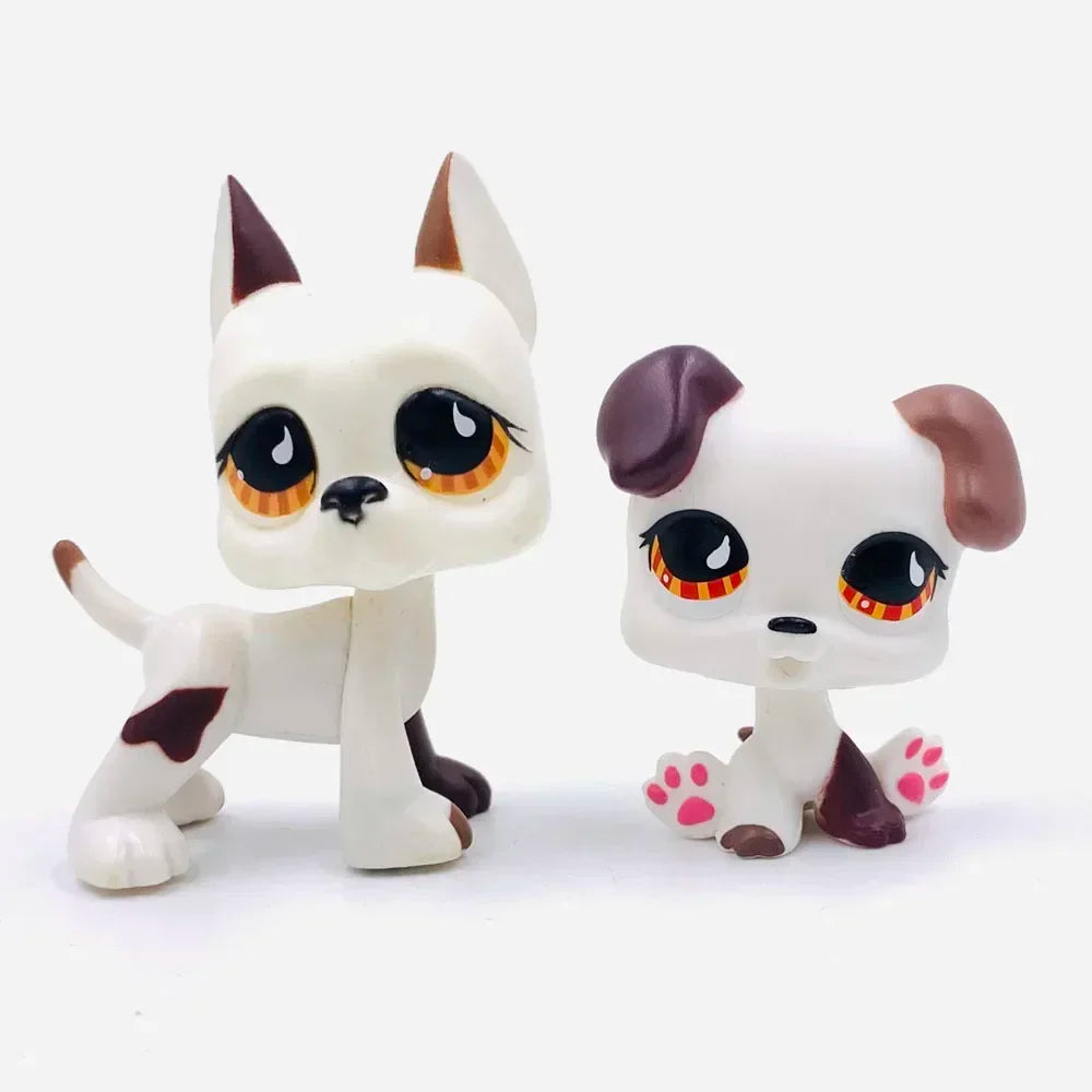 Lot 2 Figurines Animaux Rares LPS – Chat Mignon & Chien Tête Ballante Teckel Colley Cocker Danois | Jouet Collectionnable Enfants