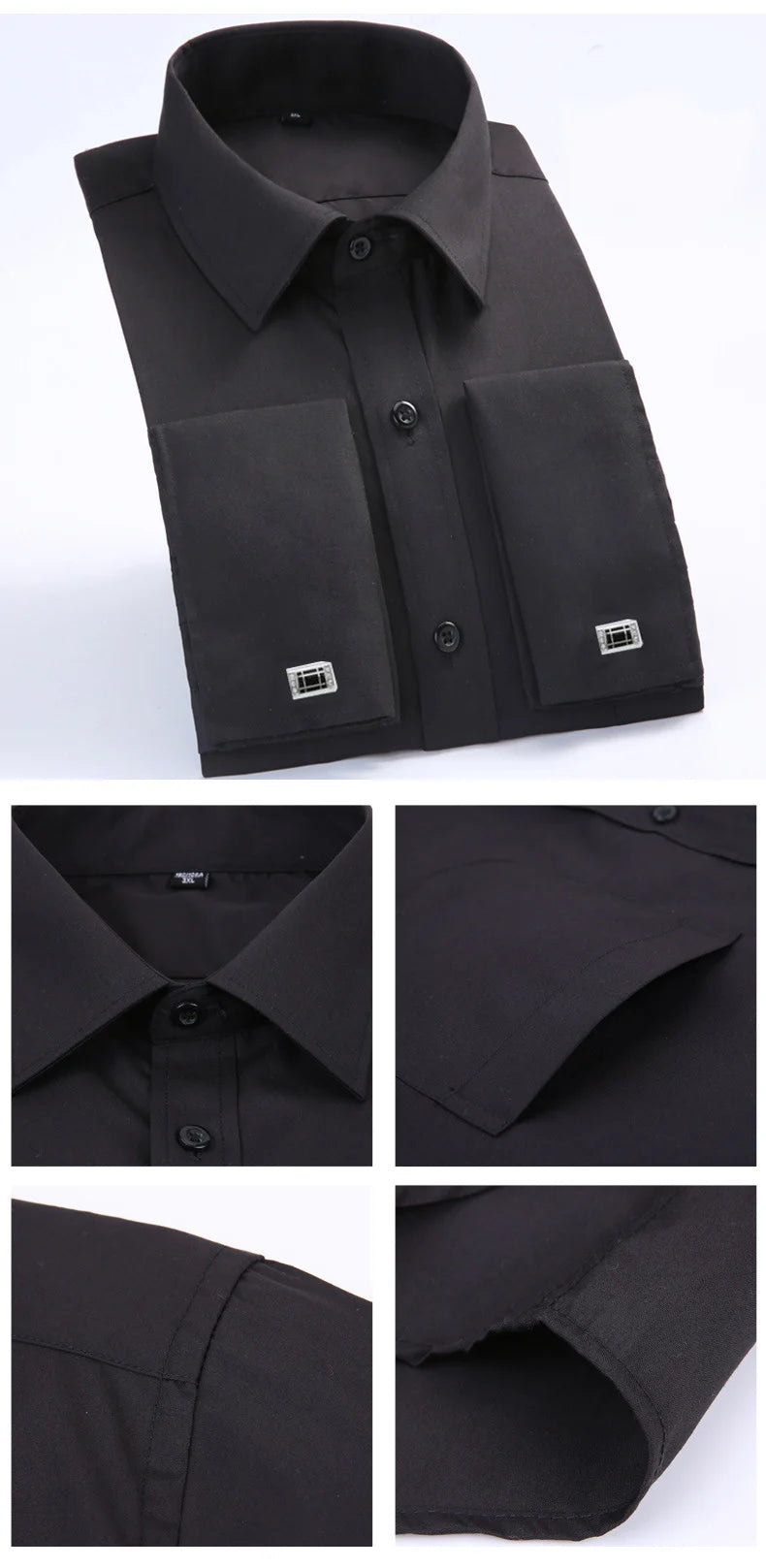 Chemise Homme Classique Poignets Français Manches Longues Coupe Standard – Formelle Business Mariage Bureau Blanche Élégante | Mode Homme Premium