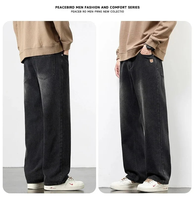 Jean Homme Droit Baggy Large Jambe Retro Américain Streetwear Korean Fashion Loose Denim Casual Printemps Automne Tendance – Jean Premium Wide Leg Urban | Mode Homme Streetwear Premium