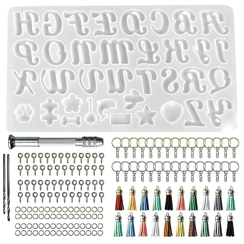 Moule Silicone Alphabet & Chiffres – Résine Époxy, Bougies d’Anniversaire & Bijoux DIY | Porte-Clés, Pendentifs & Déco | Kit Complet