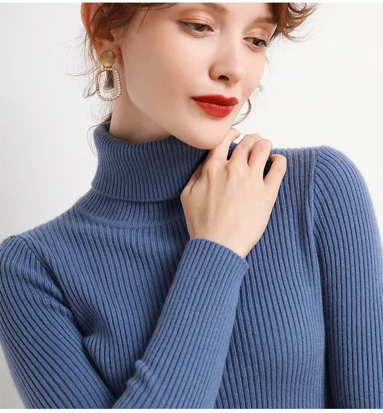 Pull Col Roulé Cachemire Ultra-Doux Femme - Tricot Basique Chic Automne Hiver | Heliar