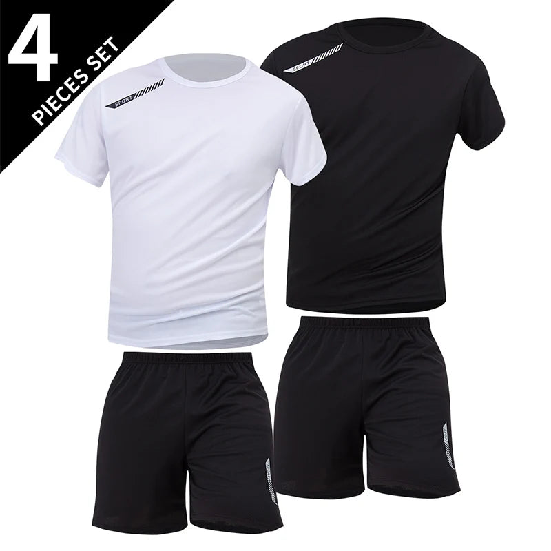 Ensemble Sport Homme Séchage Rapide Grande Taille T-Shirt + Short Lot 2/4/6 Pièces Loisirs Running Fitness Casual Ado – Pack Sport Économique | Mode Homme Sport Premium