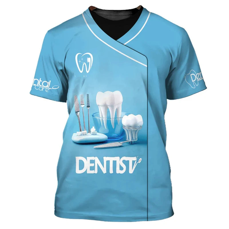 T-Shirt Dentiste Funny Cosplay Unisexe – Design Dent Mignon Col Rond Oversize Respirant Homme & Femme | Humour & Cadeau