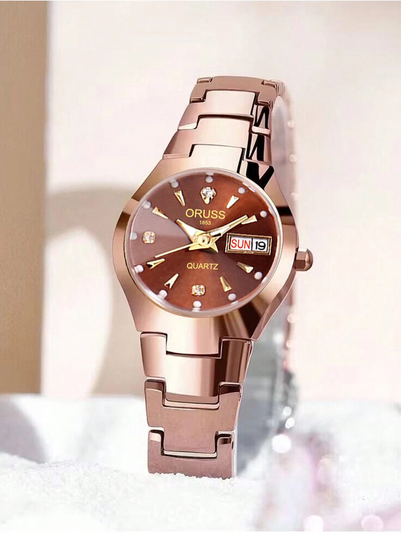ORUSS Damen Armbanduhr Business Casual Luxus Edelstahl Quarz Datum Tag Wasserdicht 30M – Elegant Fashion